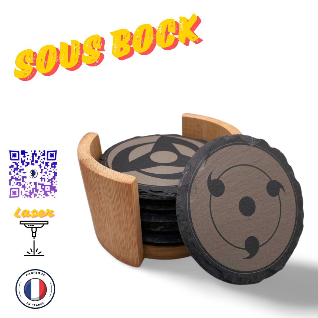 6 Sous Bock Ardoise Sharingan